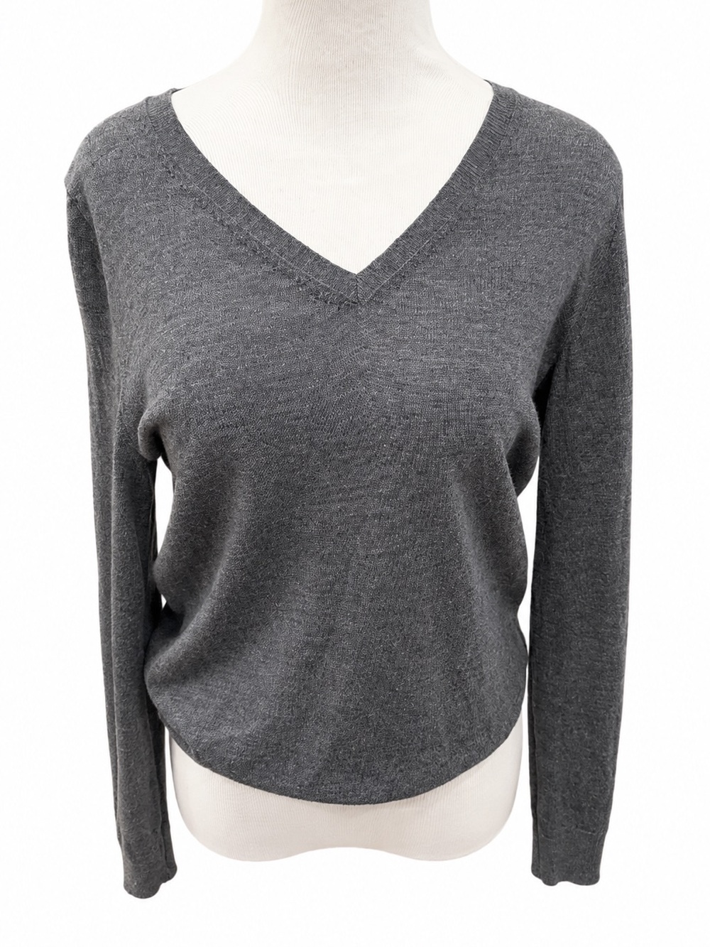 Banana Republic Charcoal Merino Wool V-Neck Sweater Medium